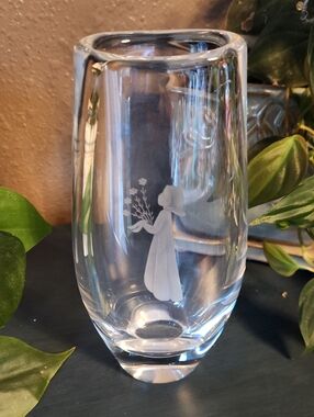Orrefors Girl with Flowers Vase By Sven Palmqvist, Signed